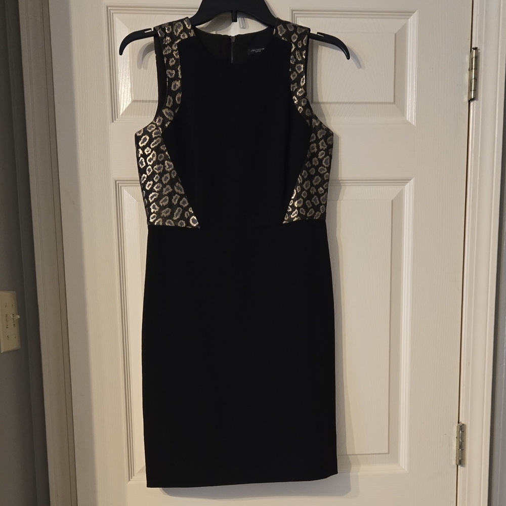 Ann Taylor Black Dress with Gold Accents